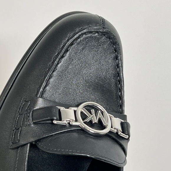 Michael Kors Black Leather Loafer Hattie Mid Shoe Size 7.5M Block Heel MSRP $168 - Picture 9 of 16